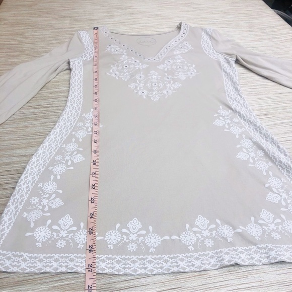 INC International Concepts Tan White Mosaic Print Tunic - Picture 11 of 16